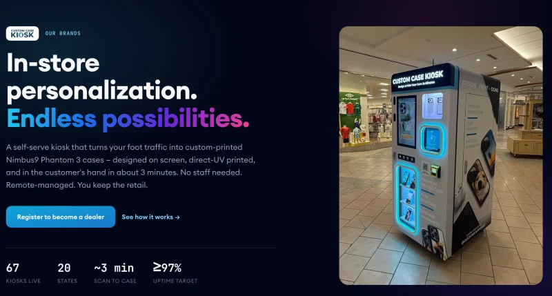 Custom Case Kiosk banner, United States