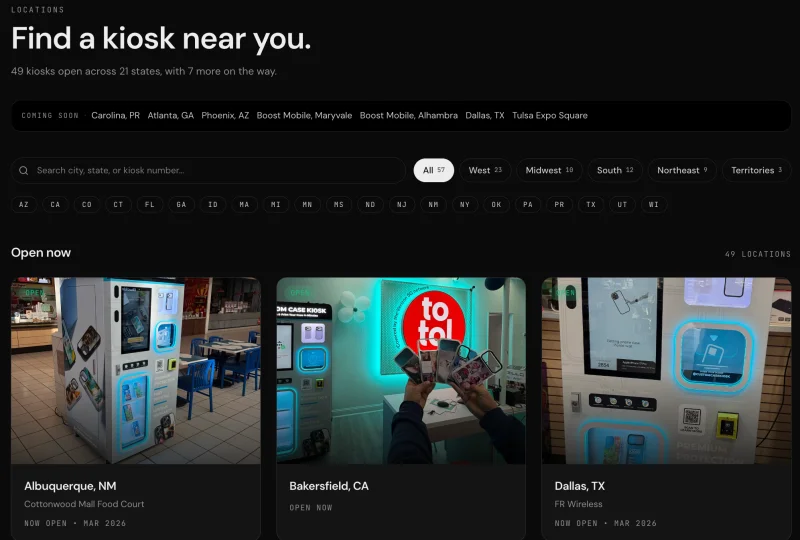 Custom Case Kiosk booth in a US mall