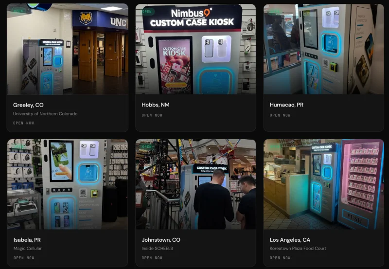 Custom Case Kiosk booth location in a US mall